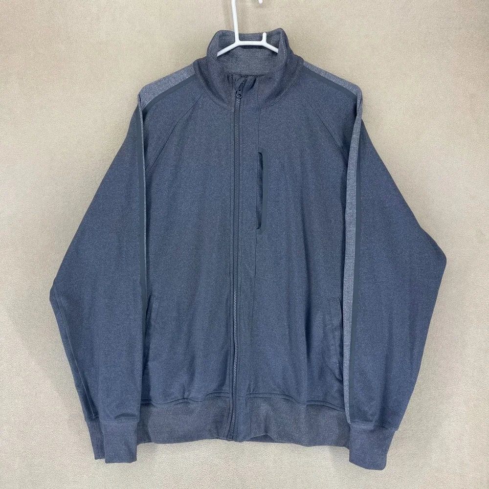Lululemon Track Jacket Full Zip Heathered‎ Gray Logo Size XXL Mens Athleisure